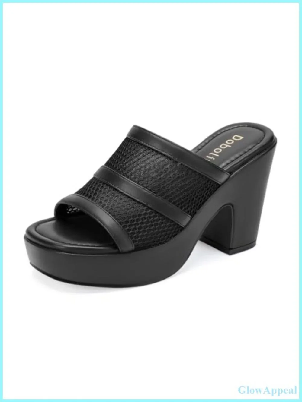 DOBOLIN Open Toe Platform Wedge Mesh Mule Sandals 4in Heel SZ